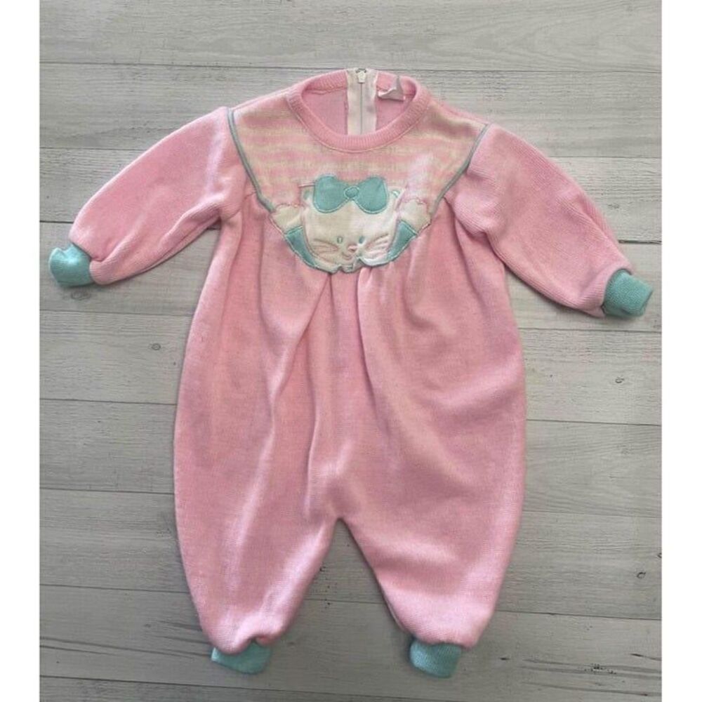 vintage baby girl cat‎ one piece romper